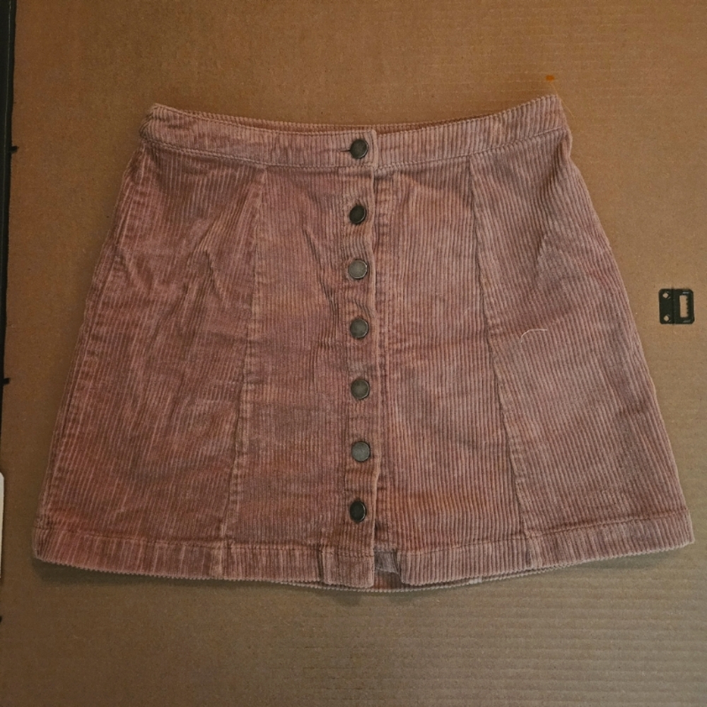 Pink Corduroy Mini Skirt